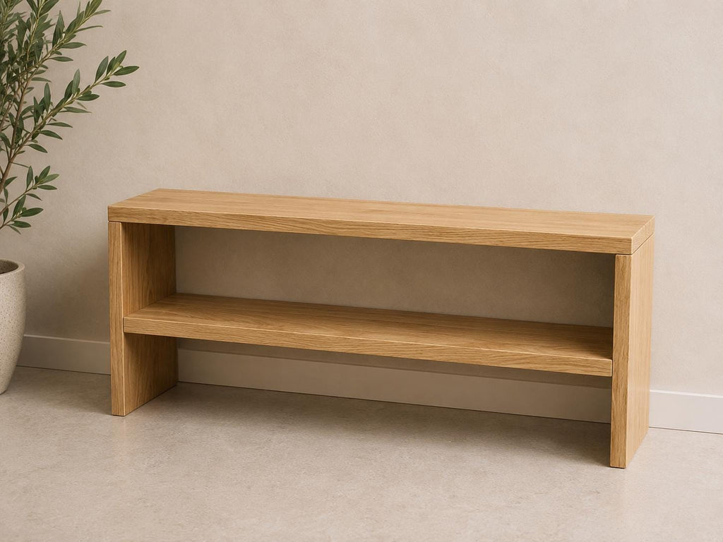 Add Extra Storage with a Countertop Mug Organizer | Japandi Solid Oak Coffee Station Shelf