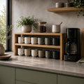 Add Extra Storage with a Countertop Mug Organizer | Japandi Solid Oak Coffee Station Shelf