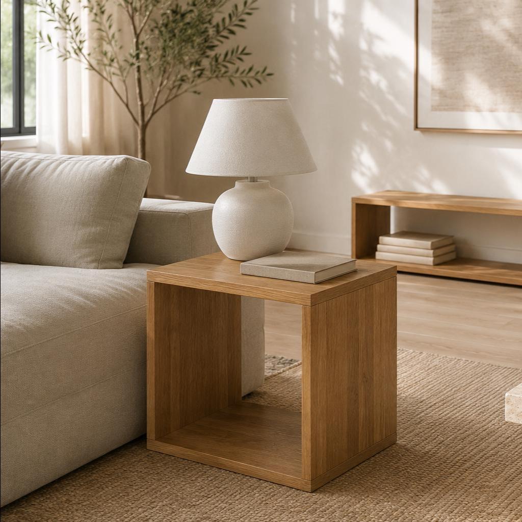 Solid Oak End Table | Japandi Scandinavian Accent Furniture