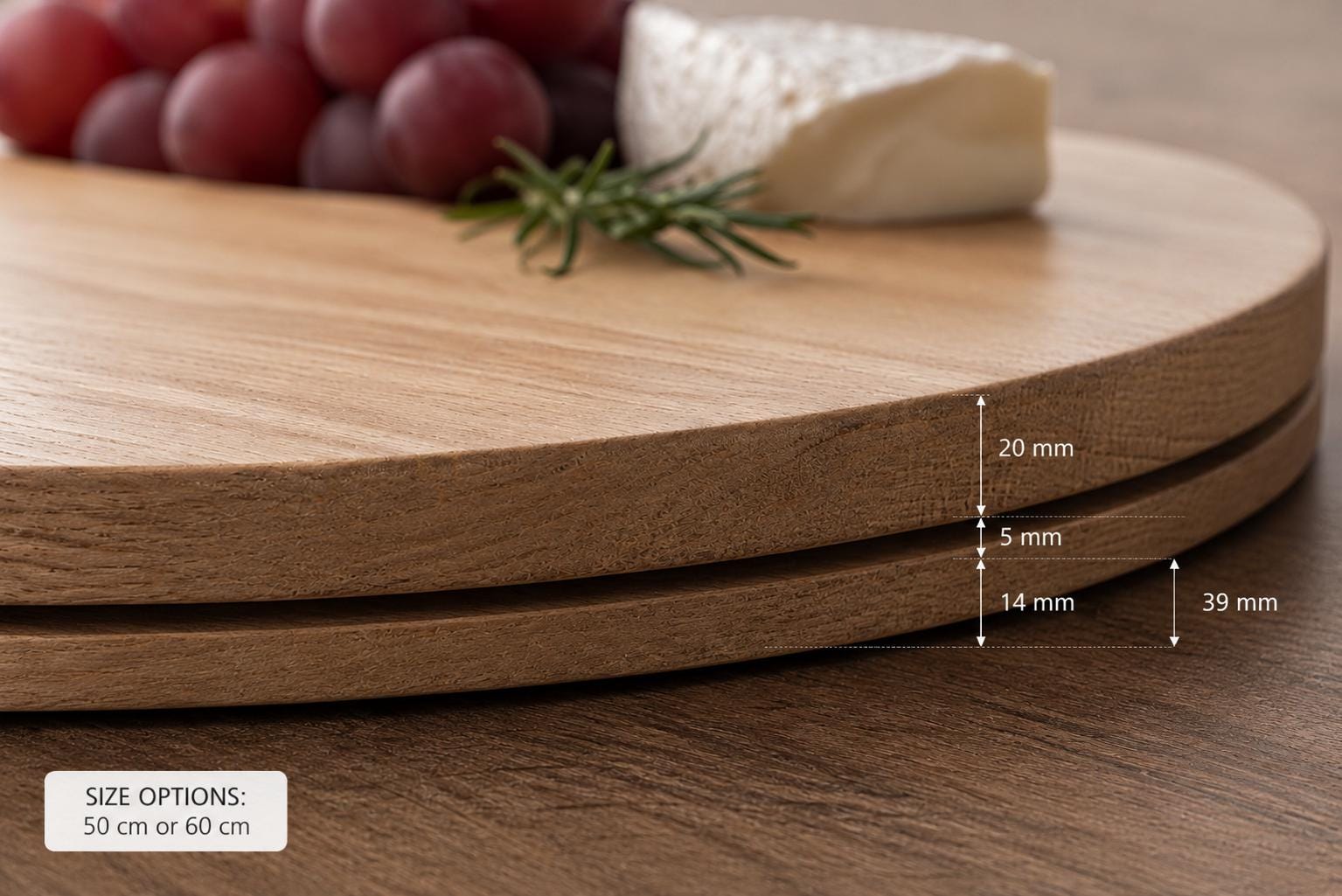 Solid Oak Lazy Susan Turntable – Hidden Rotation Dining Table Organizer