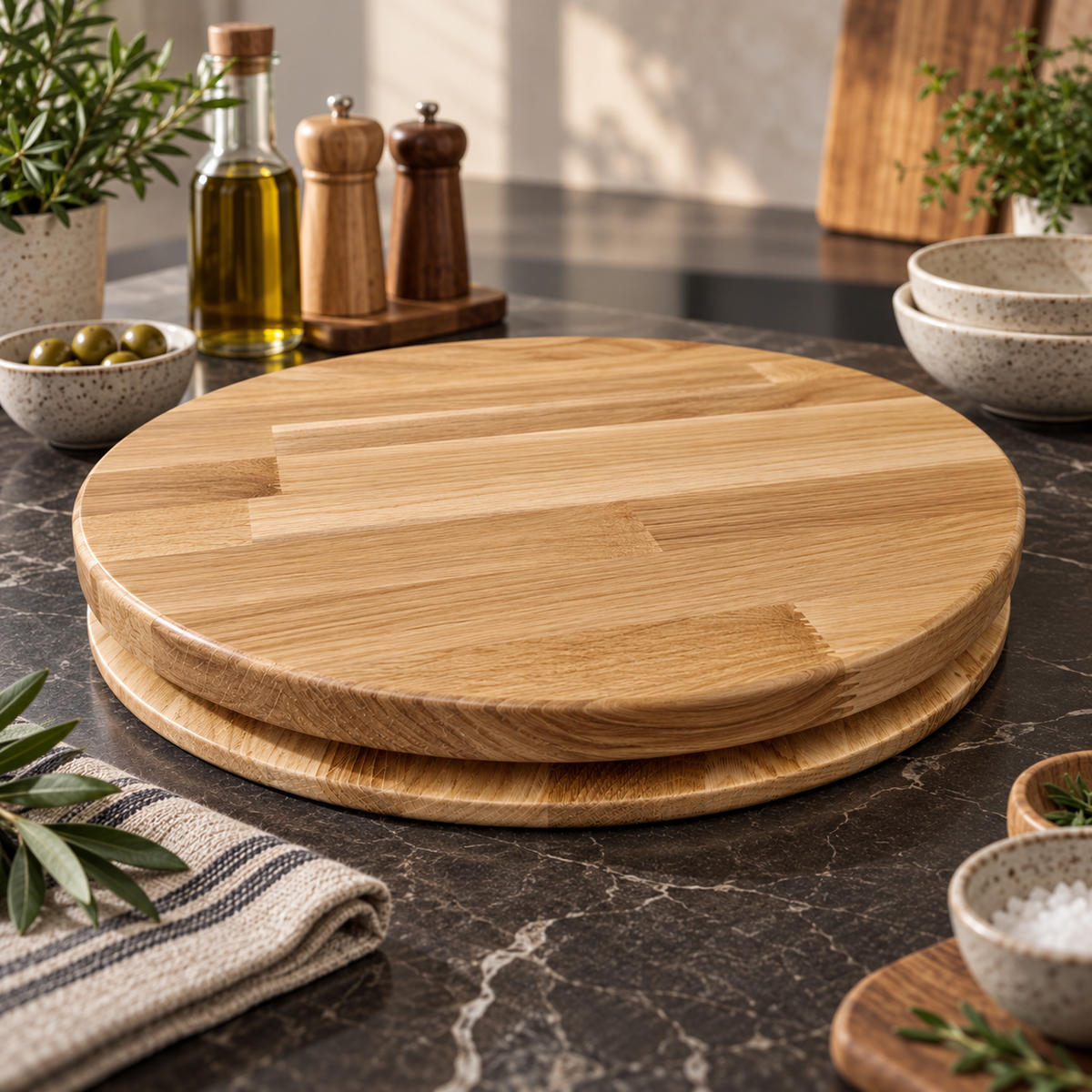 Solid Oak Lazy Susan Turntable
