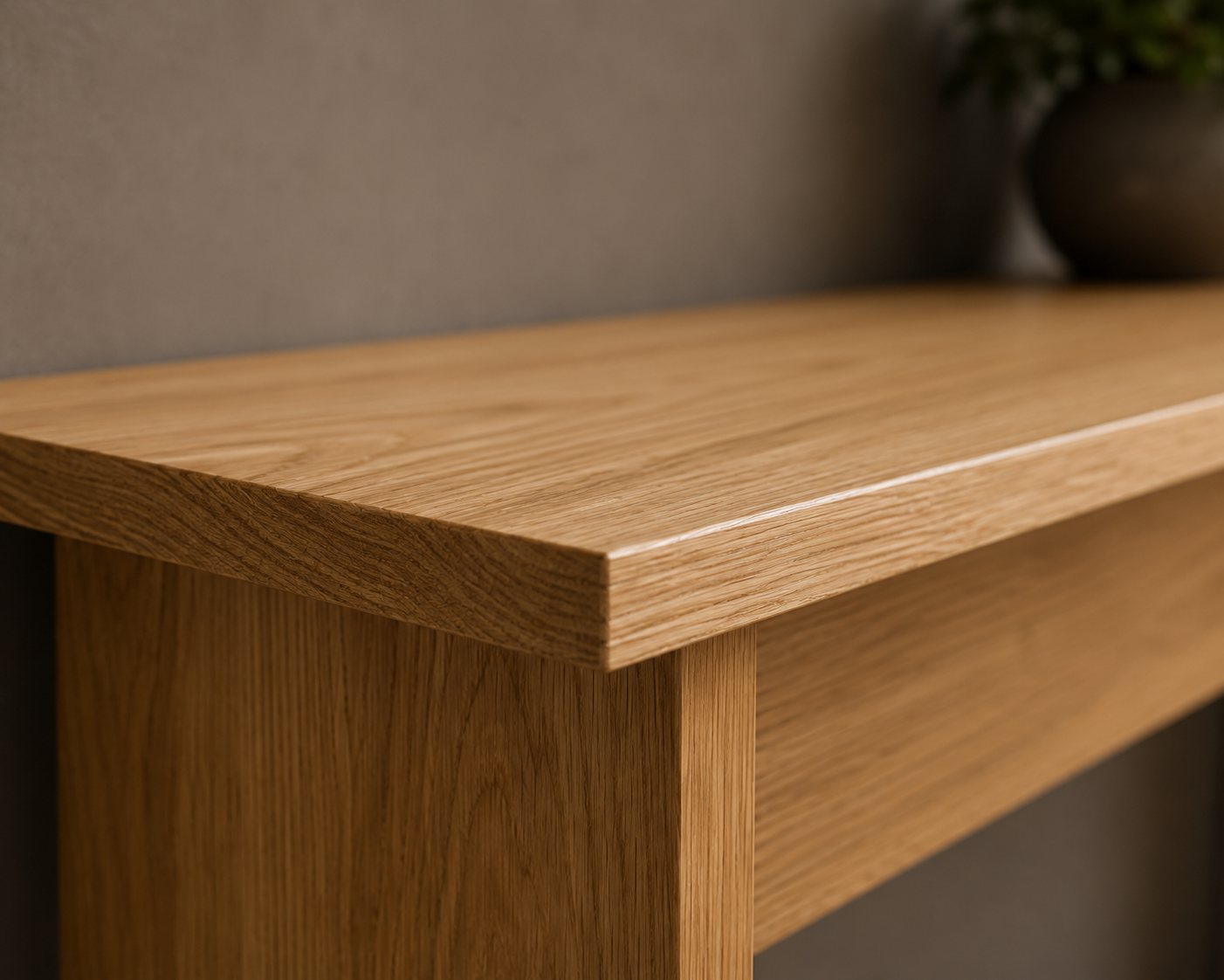 Solid Oak Narrow Console Table with Storage
