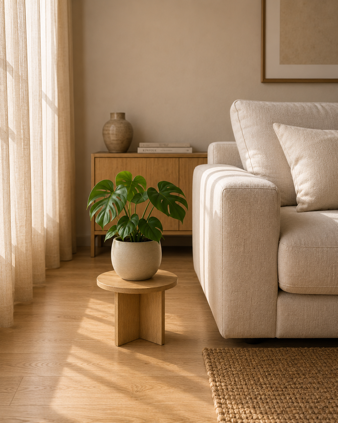Wood Plant Stand | Solid Oak Pedestal | Modern Plant Stand | Japandi Side Table | Wooden Display Riser | Handmade Oak Stand
