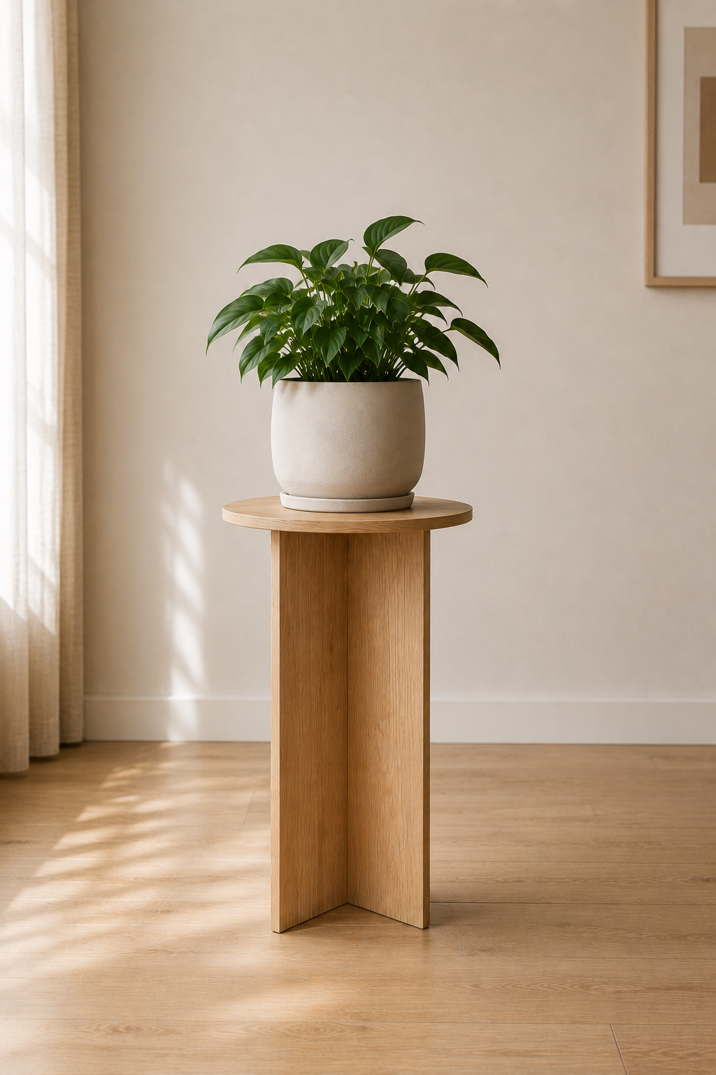 Wood Plant Stand | Solid Oak Pedestal | Modern Plant Stand | Japandi Side Table | Wooden Display Riser | Handmade Oak Stand