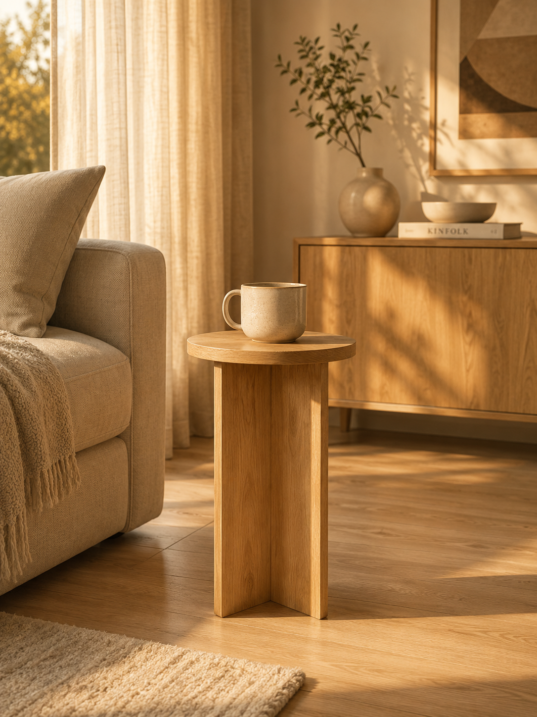 Wood Plant Stand | Solid Oak Pedestal | Modern Plant Stand | Japandi Side Table | Wooden Display Riser | Handmade Oak Stand