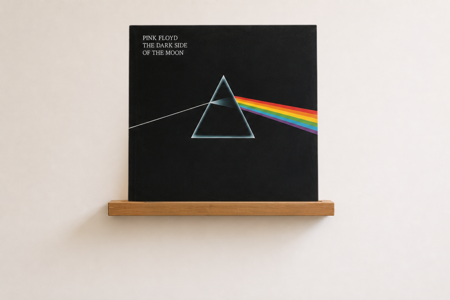 Vinyl Record Display Shelf | Floating LP Wall Mount | Solid Oak